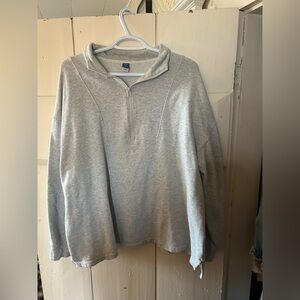 Gray Quarter-Zip Maternity Pullover